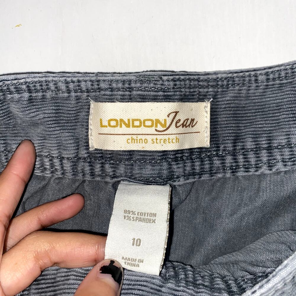 London Jean Low Rise Corduroy Mini Skirt Size 10 Gray Chino Stretch Y2K Retro - Picture 3 of 3